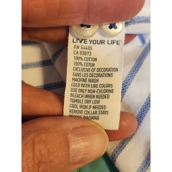 American Eagle Outfitters Mens XXL White & Blue striped  Button Up  Cotton Shirt - Picture 5 of 7